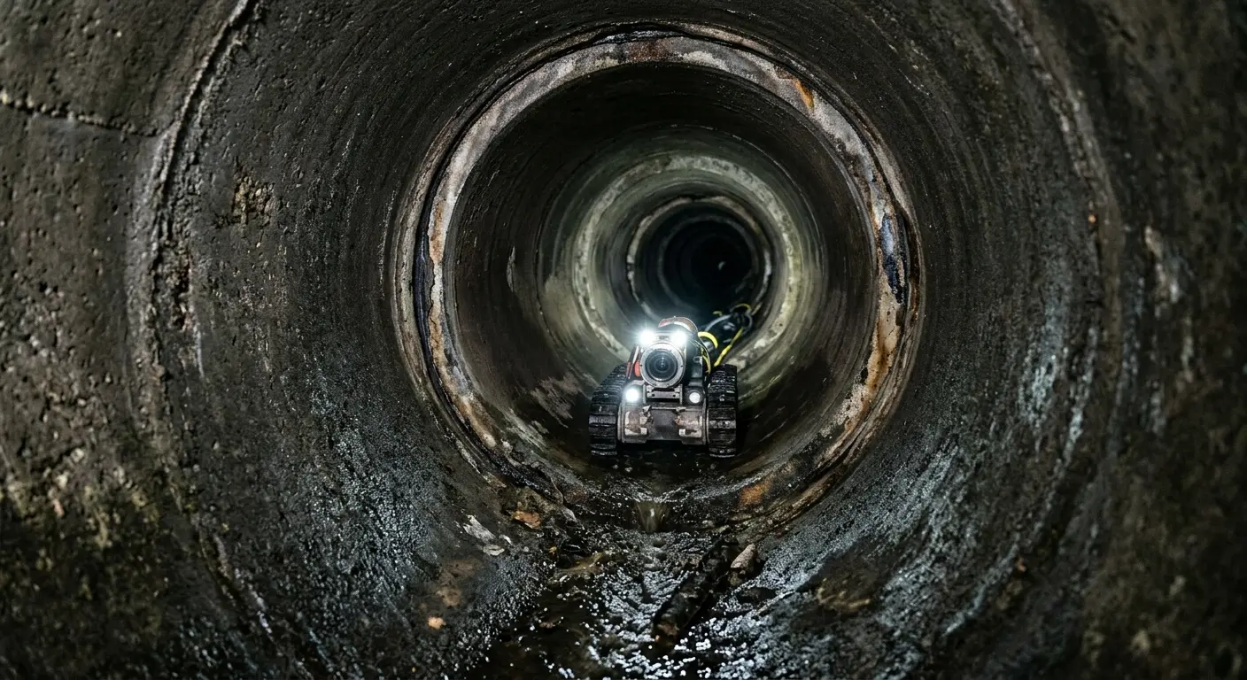 Robotic sewer camera inspecting pipe interior for Drain Snake Service in Centralia
